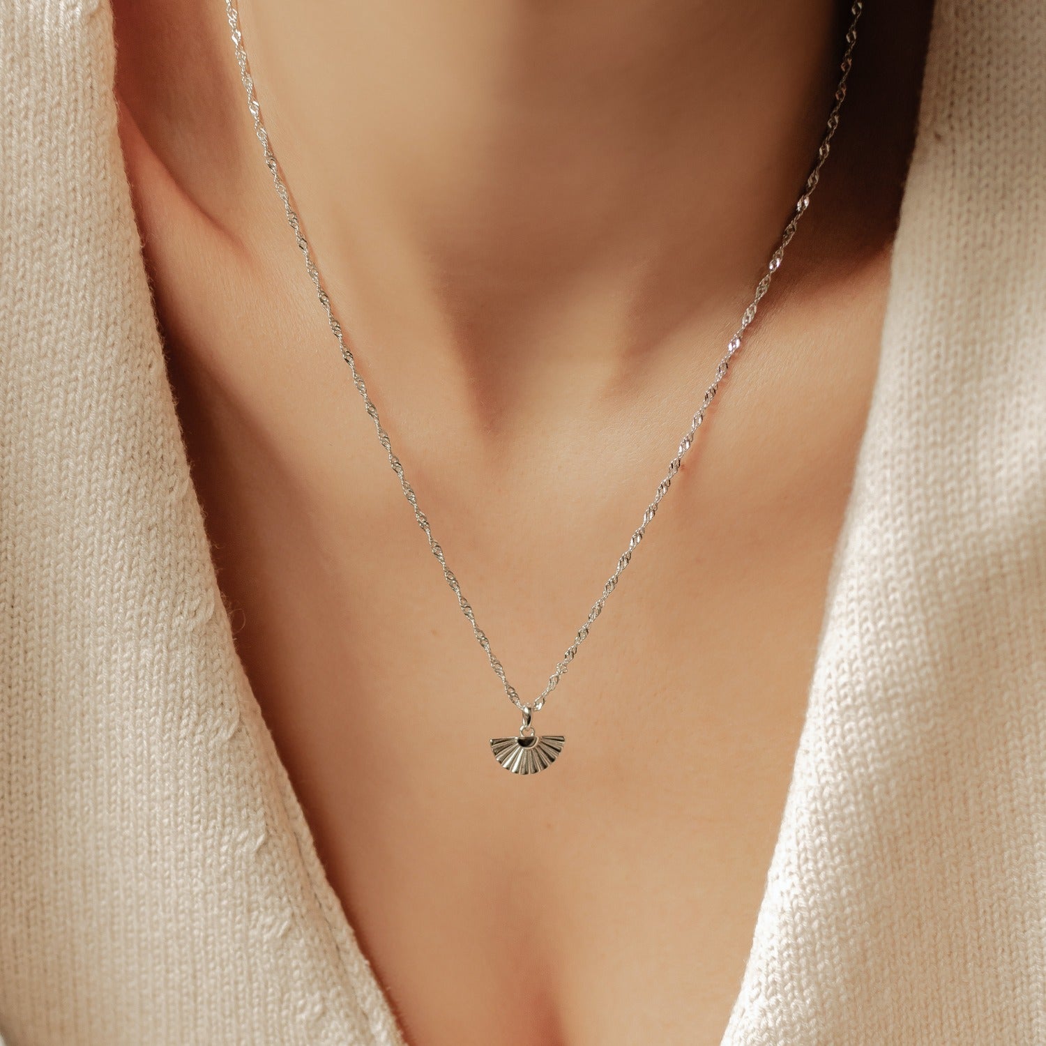Collar Colgante Abanico Plata de Ley 925